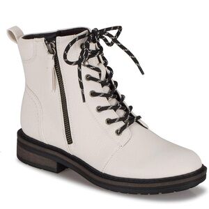 BareTraps Ivory Combat Boots with Black Accents